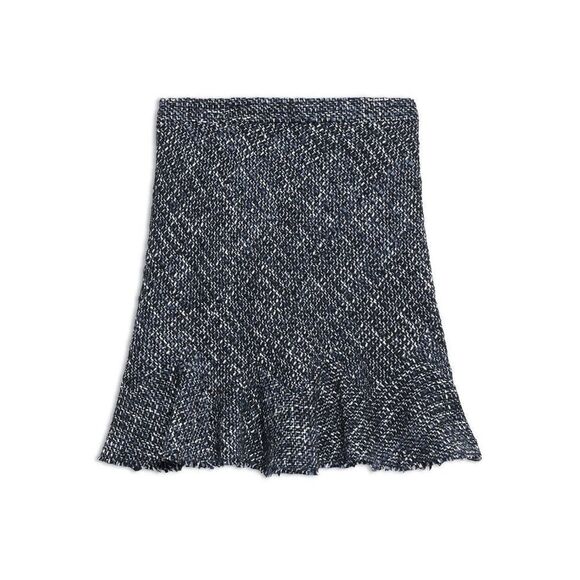 Theory Women's Diagonal Wool-Blend Tweed Mini Skirt - Blue Multi 2 - Picture 2 of 8